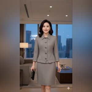 Escada Vintage Wool Silk Skirt Suit | Luxury Tailored Jacket & Pencil Skirt Set